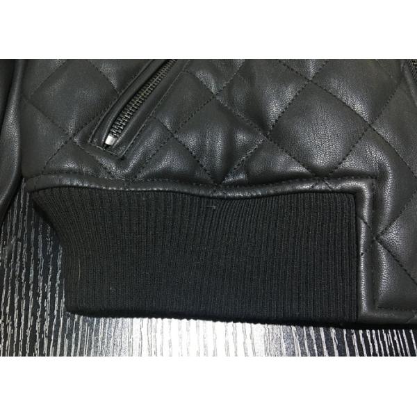 Winter Pleather Black Women Pleather Coats Ribbed Collar And Hem XS - XXL Size