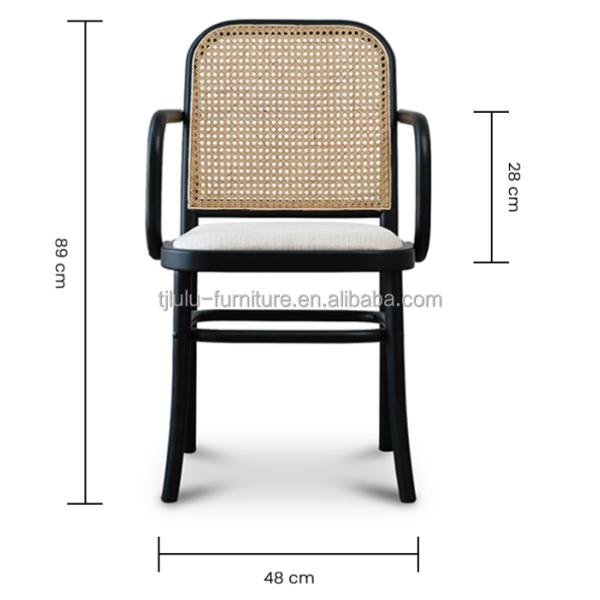 Antique Design Wooden Rattan Back Dining Arm Chair for OEM/ODM and Leisure Chair Style