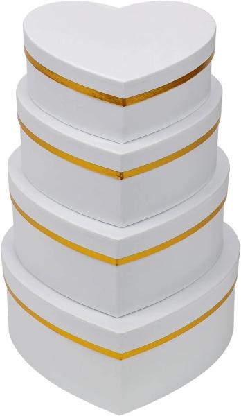 White Gift Boxes With Lids For Present Heart Shaped Flower Boxes For Arrangements Set Of 4 Floral Boxes Packaging