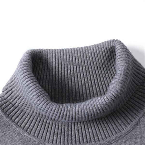 Solid Color Viscose/Cotton Pullover Sweater Slim Fit Turtleneck for Men's Casual Wear