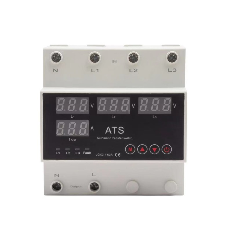 Uninterrupted Power Automatic Transfer Switch (ATS) 63A/100A Voltage Protector Three Phase 4-Pole Industrial Use Changeover