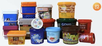 Stackable White Plastic Buckets Pail With Lids For Food Storage