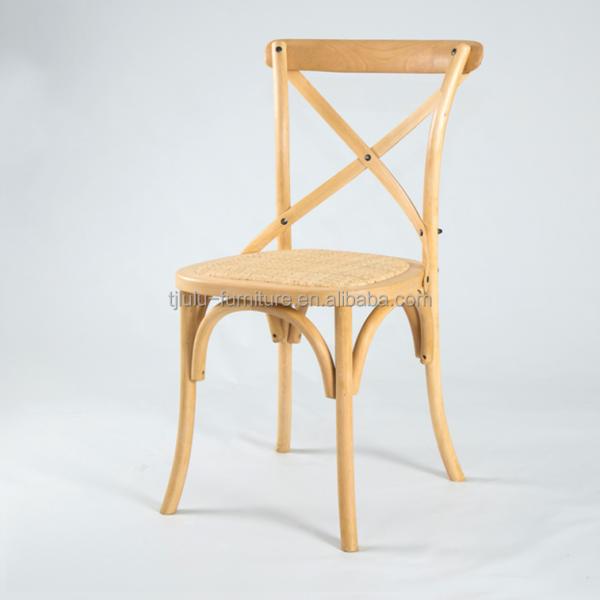 Elegant Design Ice Cream Color Wooden Stackable Cross Back Vintage Dining Room Chair for Wooden