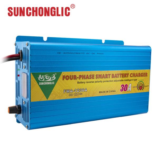 Smart 30A 12 Volt Gel Battery Charger Four Step Lightweight Easy Connection