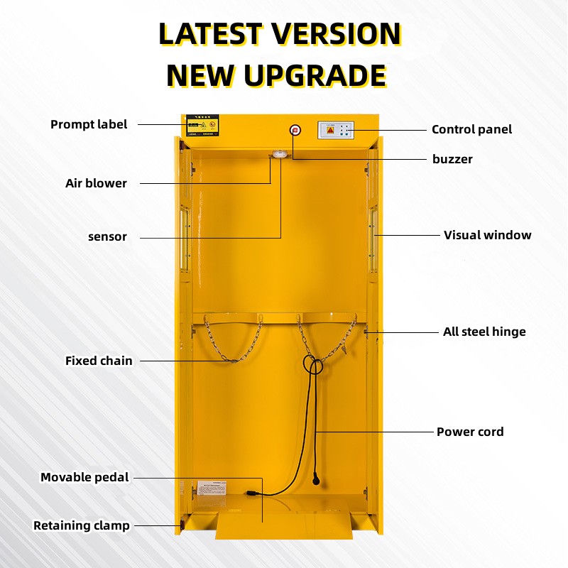 Yellow Flammable Gas Cylinder Storage Cabinet Explosion Proof Corrosion Proof Cylinder Safety Cabinet