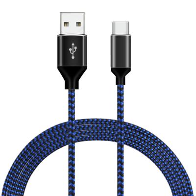 Blue Type C Fashion Braided Usb Cable Durable Nylon Braided Rapid Charging