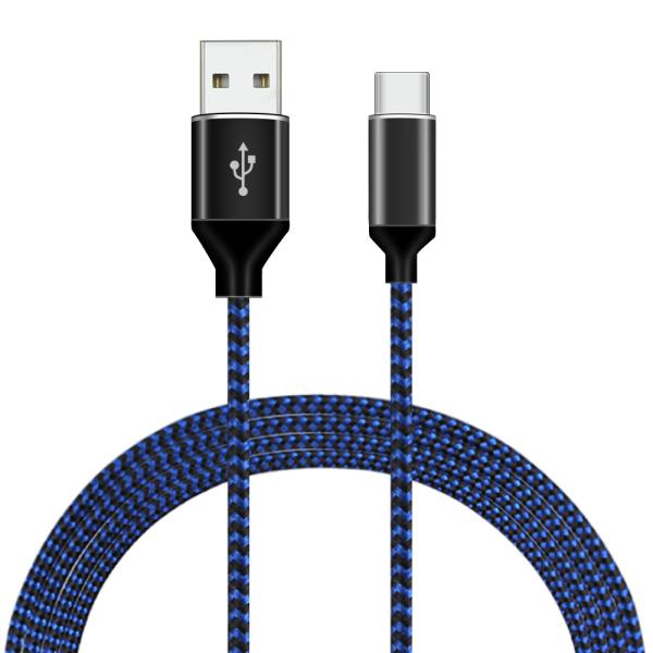 Blue Type C Fashion Braided Usb Cable Durable Nylon Braided Rapid Charging