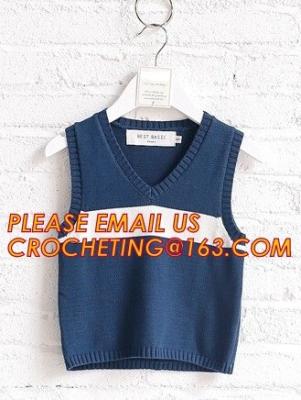 Hot sale sleeveless, hand knit baby boys stylish sweaters, Fashion clothing kids knit vest pattern child sleeveless swea