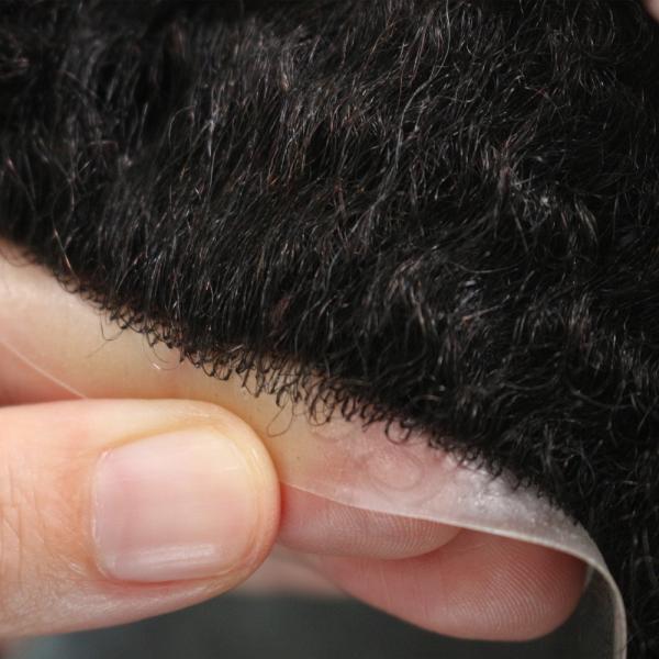 4mm 6mm 8mm 10mm 12mm 15mm Small Curl Afro Toupee for Black Men with Poly Skin Base 100% Human Hair