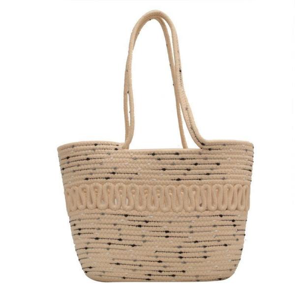 Straw Tote Bag for Women Handwoven Cotton Straw Shoulder Bag Crochet Tassel Beach Bohemian Purse for Women