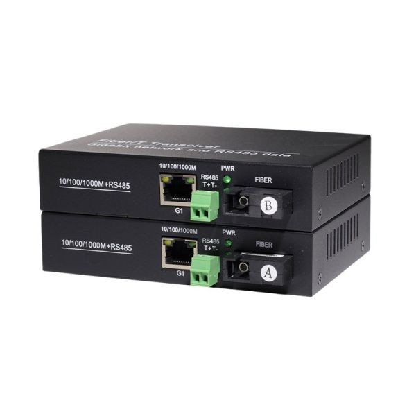 Fiber Optic Transceiver 1 Channel RS485 Fiber Optic Converter with Gigabit Ethernet Port Bi-Directional 