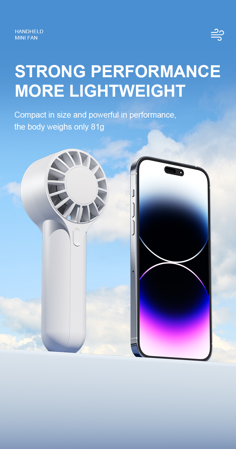 1200mAh Safe Lithium Batteries 3 Speeds Hand Portable Mini Small Handheld Fan With Rechargeable Battery Personal Fan