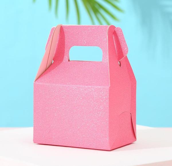Eco-Friendly Mini Paper Treat Boxes with Handle Party Favor Packaging in Bright Colors