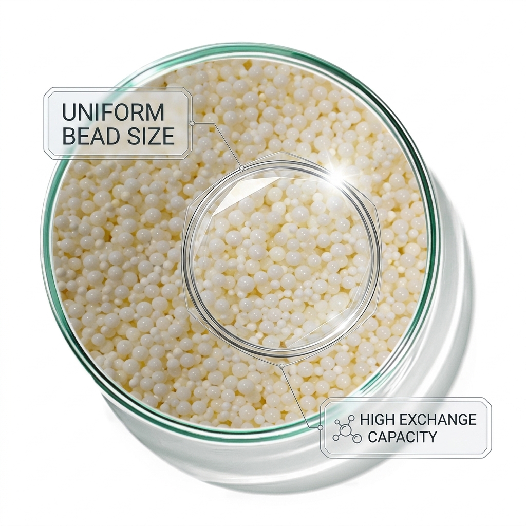 ACD-500 Chelating Resin Boiler Feed Water Softening Calcium Magnesium Removal 0.315-1.25mm Beads