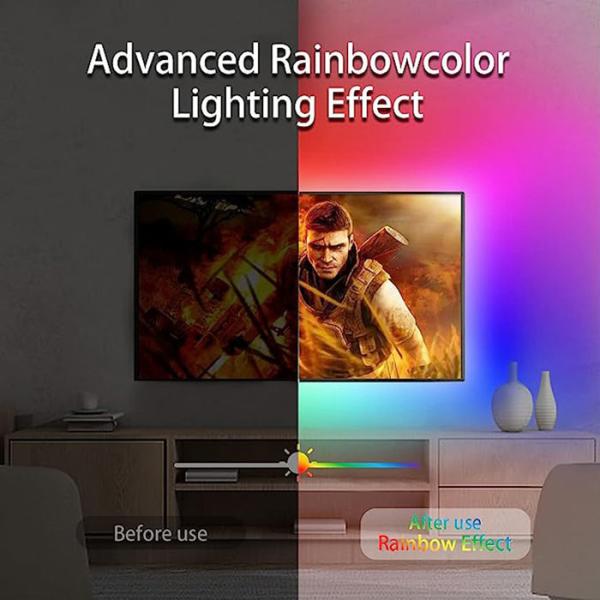 Intelligent Remote Tv Music LED Strip Lights Set Cuttable Multi Mode 2.4G