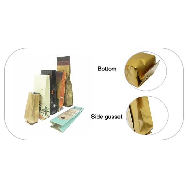 Customized Size Bottom Gusseted Poly Bags , Side Gusset Coffee Bags Heat Seal