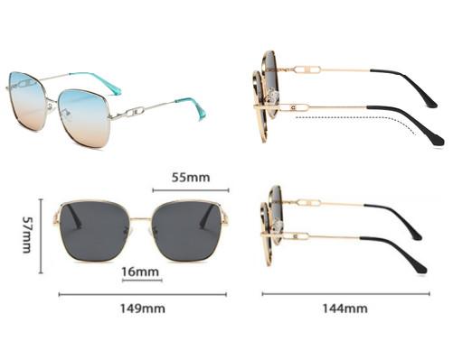 CE Square Ladies Metal Frame Sunglasses Flat Top Elastic 144mm