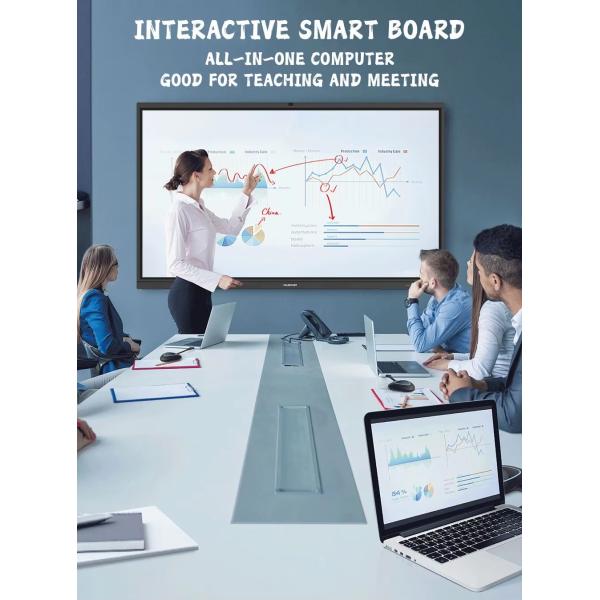 98 Inch 20 Point Multi Touch Interactive Digital Board with Built in Speakers Microphone for Video Conference