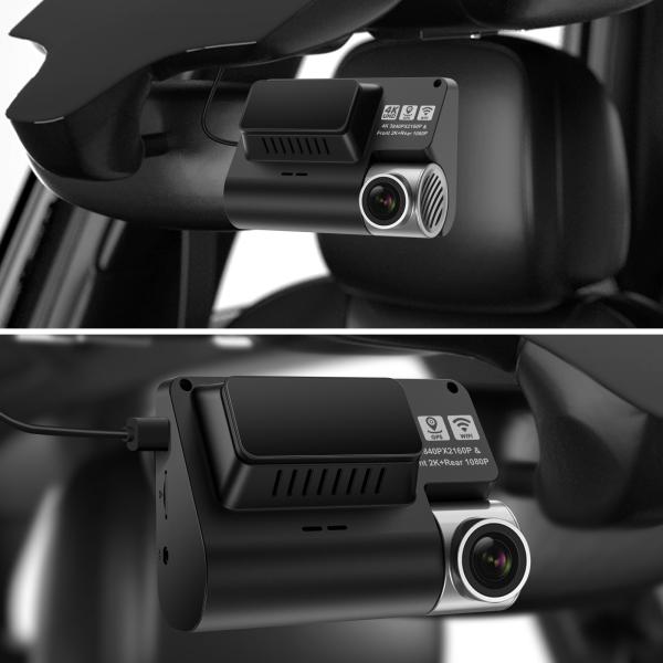 3 камера приборной панели автомобиля DVR кулачка WIFI GPS черточки экрана UHD 4K GPS IPS дюйма