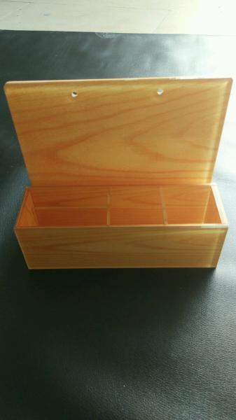 Wall Mounted Wood Grain Plexi Sign Holder Acrylic Display Stand W/ 3 Boxes Plastic Document Holder