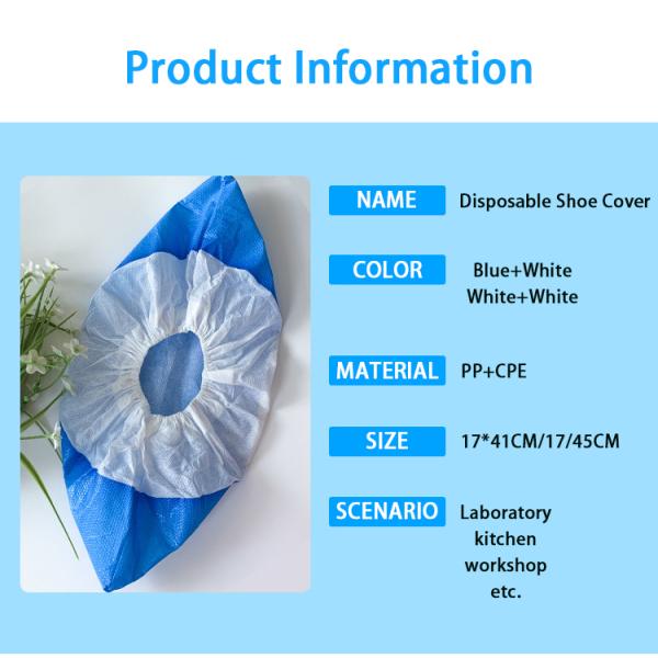 1000pcs One Carton Disposable Blue Soft Antiskid Shoe Cover With CE with High Quality