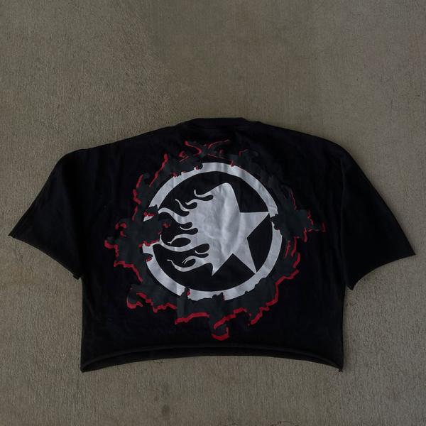 Custom Acid Wash Vintage T Shirt Cropped t Shirt Digital Printing Drop Shoulder Oversized Boxy t Shirt for Men