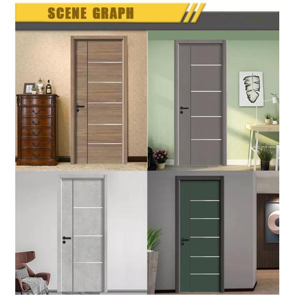MDF Teak Laminated Panel Melamine Room Wooden Interior Door For Apartment