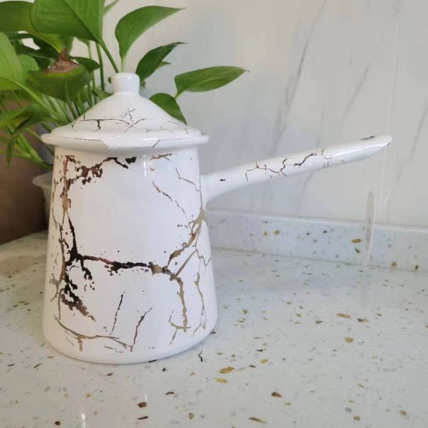 Flower Theme Classic Saudi Arabia Style 3 PCS Coffee Warmer with Lid and Enamel Handle