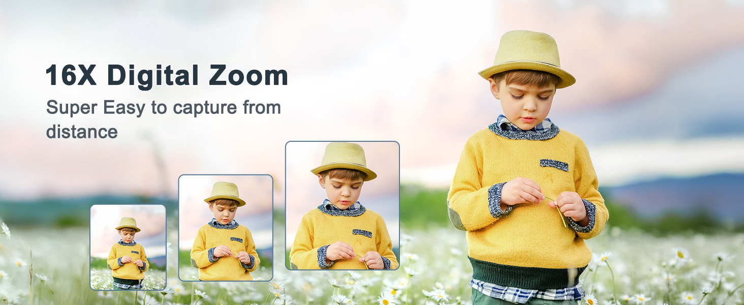 Digital Camera FHD 1080P Digital Point and Shoot Camera with 16X Zoom Anti Shake 32GB Card Compact Small Camera for Boys Girl