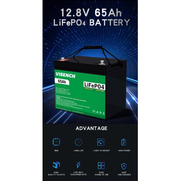 Visench Litium Batterie Li Ion Lithium Lifepo4 12V 65Ah Solar Energy System Battery