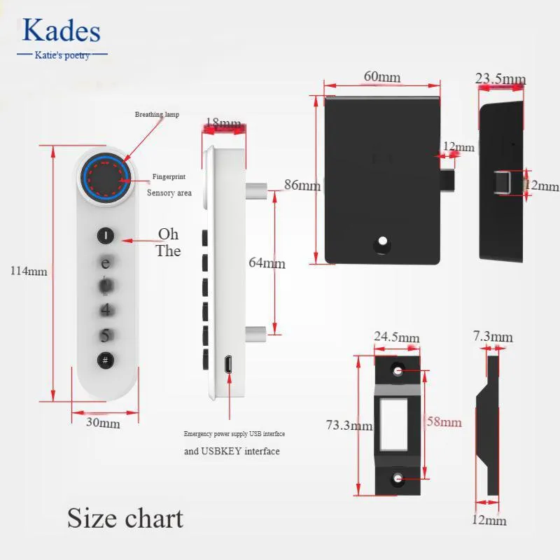 Fingerprint Password Drawer Lock Filing Cabinet Desk Storage Cupboard Locker