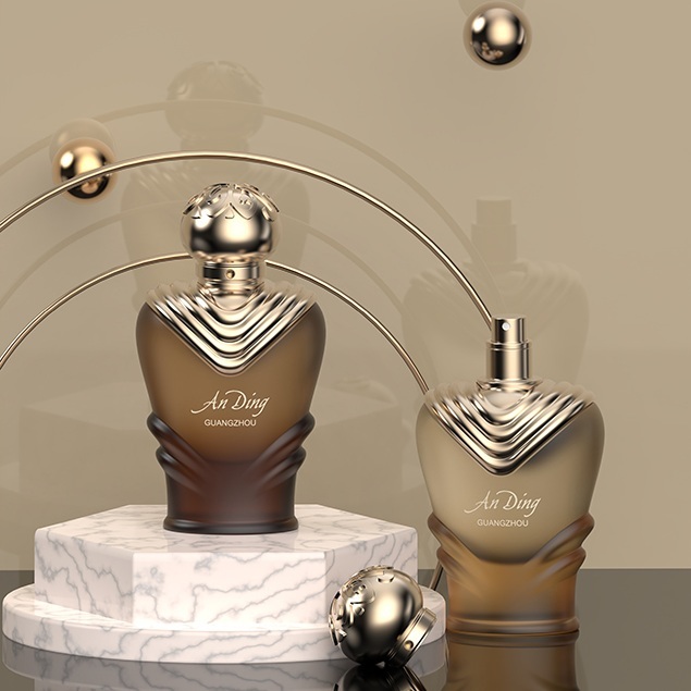 100ml Unique Perfume Bottles Empty Glass Spray Magnetic Cap Metal Wave Shape