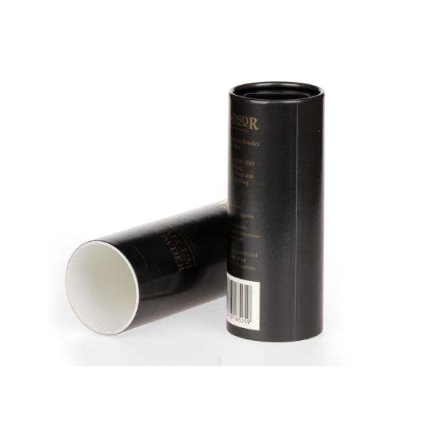 Black Labeling Art Paper Canisters Packaging , Luxury Round Gift Boxes