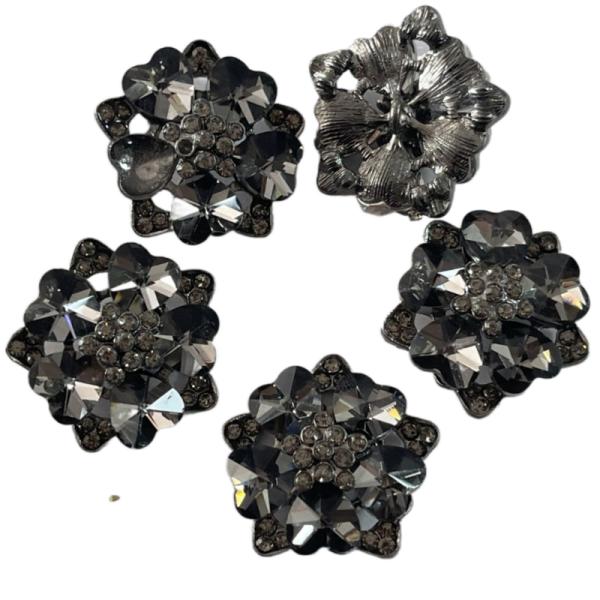 40L Fancy Metal Shank Buttons 2.3g With Faux Crystal Use Plastic Flower Buttons