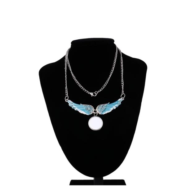 Personalized Photo Necklace Fashion Angel Wings Snap Button Pendant Necklace Sublimation Blank Necklace