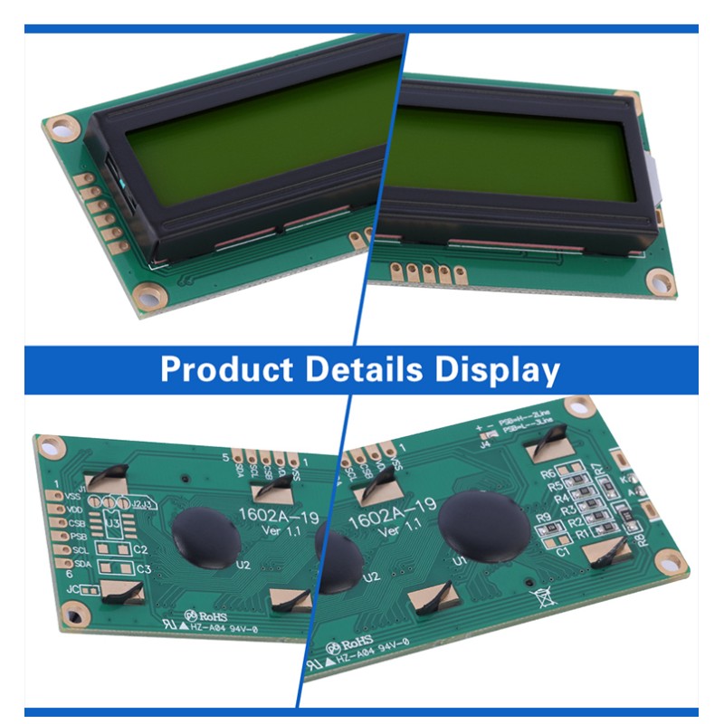 Yellow Green Film 1602A-19 Character LCD Screen Support Scheme Development IIC, I2C Serial Port Screen