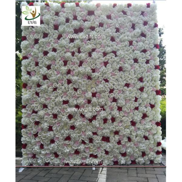 UVG summer outdoor ivory artificial flower wall wedding backdrop for stage decoration CHR1136