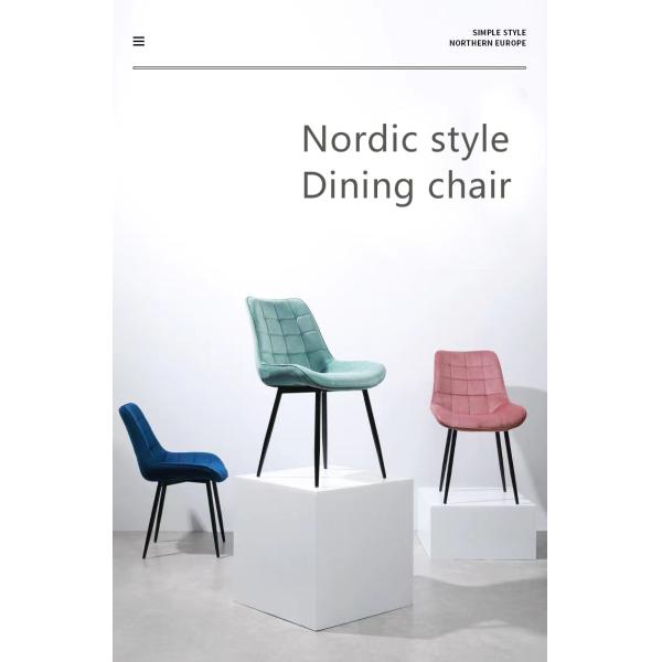 Modern Grey Velvet Tufted Dining Chairs Padded Dining Chairs For Hotel Apartment