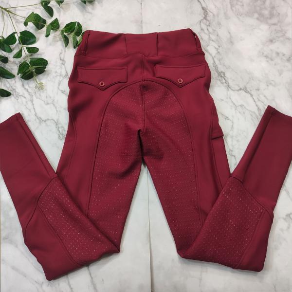 2XS - XL Зимние утолщенные теплые женские штаны для верховой езды с высокой эластичностью красного цвета