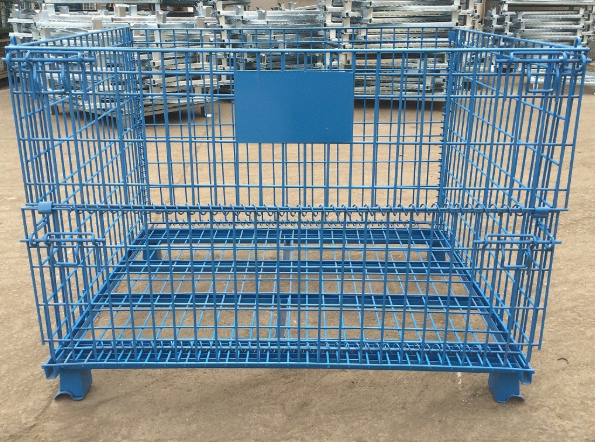 Heavy Duty Pallet Cage Steel Metal Wire Mesh For Warehouse Storage