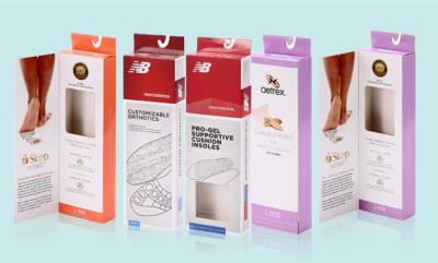 CMYK Colors Custom Brand Printed Paper Box Packaging PVC Window for Shoes Pad Display