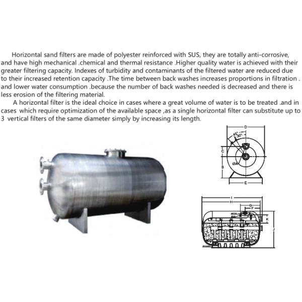 Фильтры песка бассейна 2500мм нержавеющей стали горизонтальные