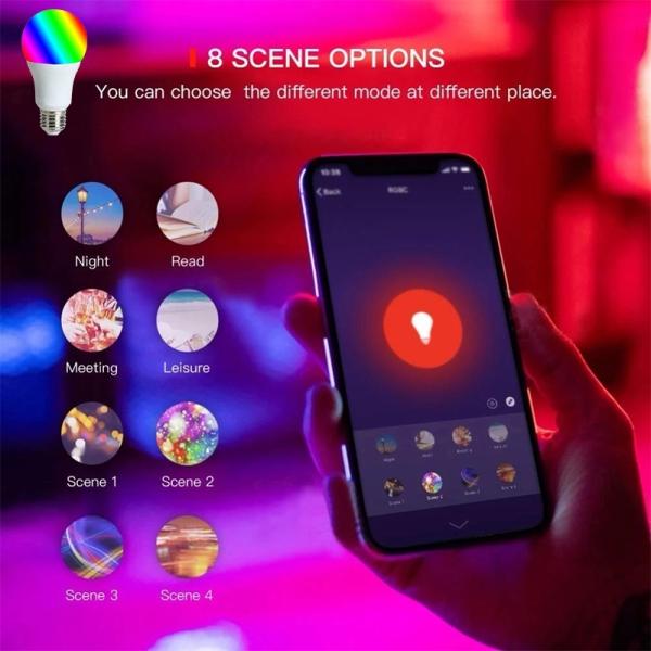 Lighting Solutions Service Multicolor Dimmable WiFi LED Light Bulb for 10W Smart Home
