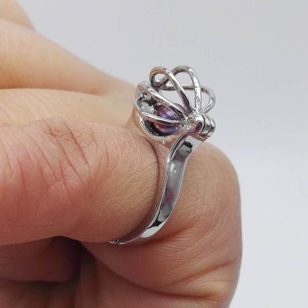 Unique Love Wish Pearl Bead Ring Cage Design Adjustable Women or Men Ring