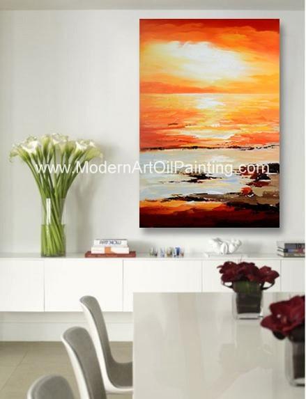 Decoração alaranjada abstrata da parede da pintura da lona coberta com a camada plástica fina