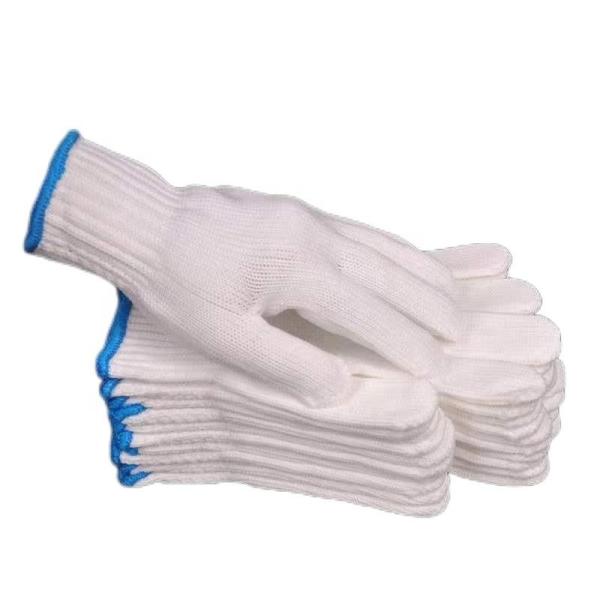 Customized 20-60g Washable Hard-Wearing Deep White Cotton Hand Safety Knitted Work Gloves