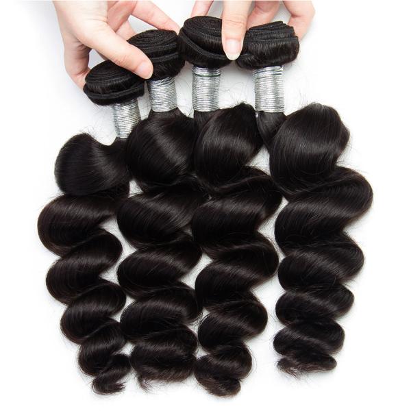 30'' Peruvian Loose Wave Virgin Hair Weave Pre Plucked Front With Bundles