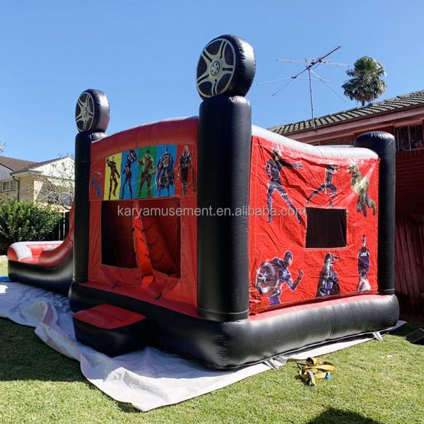 0.55mm PVC Vinyl Tarpaulin Spiderman Inflatable Bounce House Double Lanes Jump Castle
