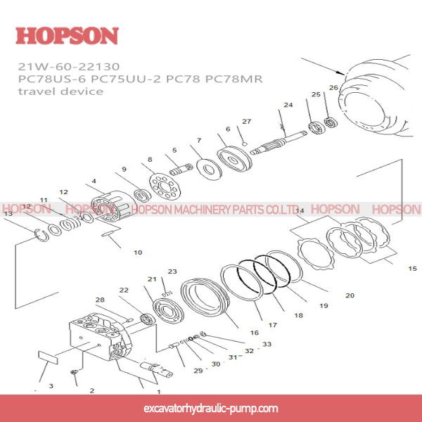 Komatsu Excavator Travel Motor 201-60-73500 21W-60-41202 21W-60-41201