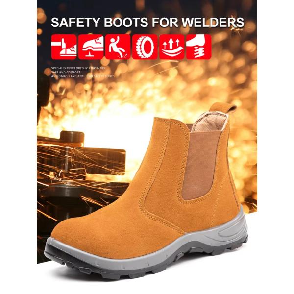 Non Slip Welding Safety Shoes Durable Leather Safety Shoes For Men